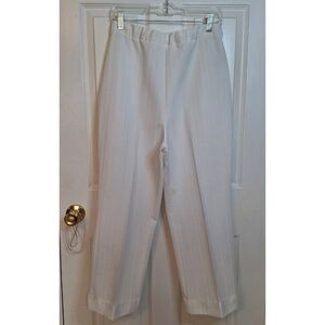 Vintage White Textured Wide Leg High Rise Pleated Pants Coastal Grandma Size M